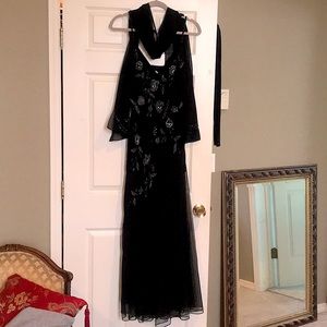 Gown with beads and embroidery